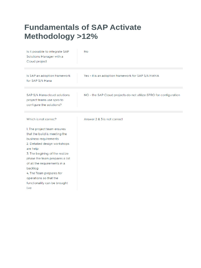 Fundamentals of SAP Activate Methodology | PDF