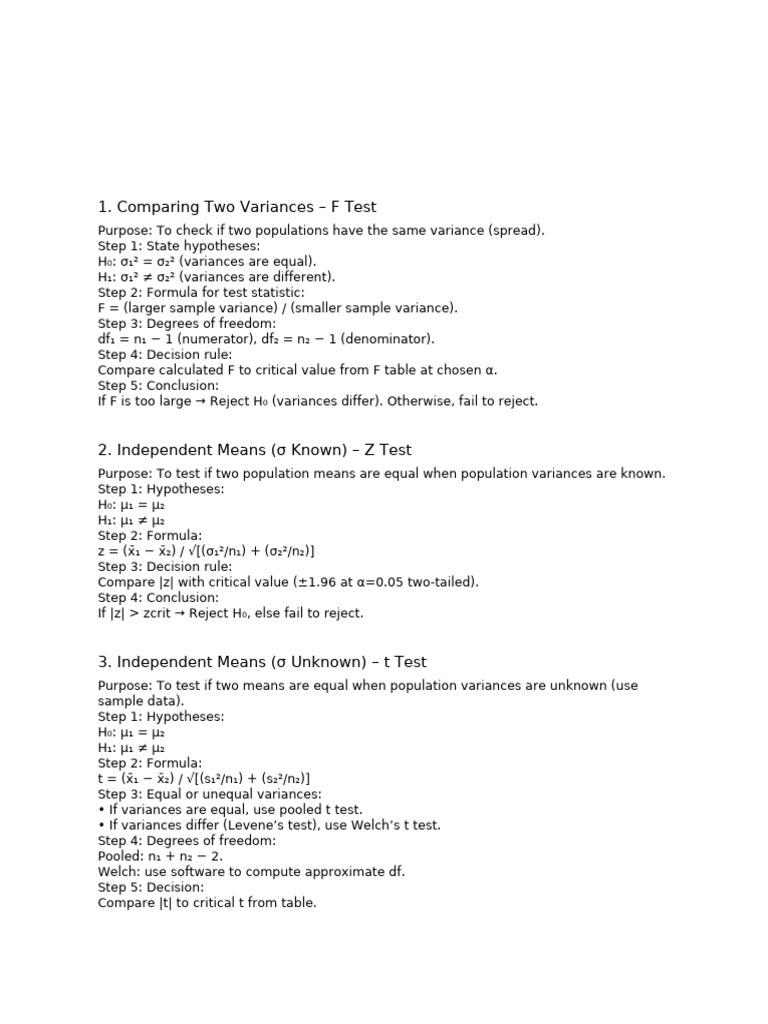 Two-Sample Hypothesis Testing Guide | PDF | Student's T Test | Variance