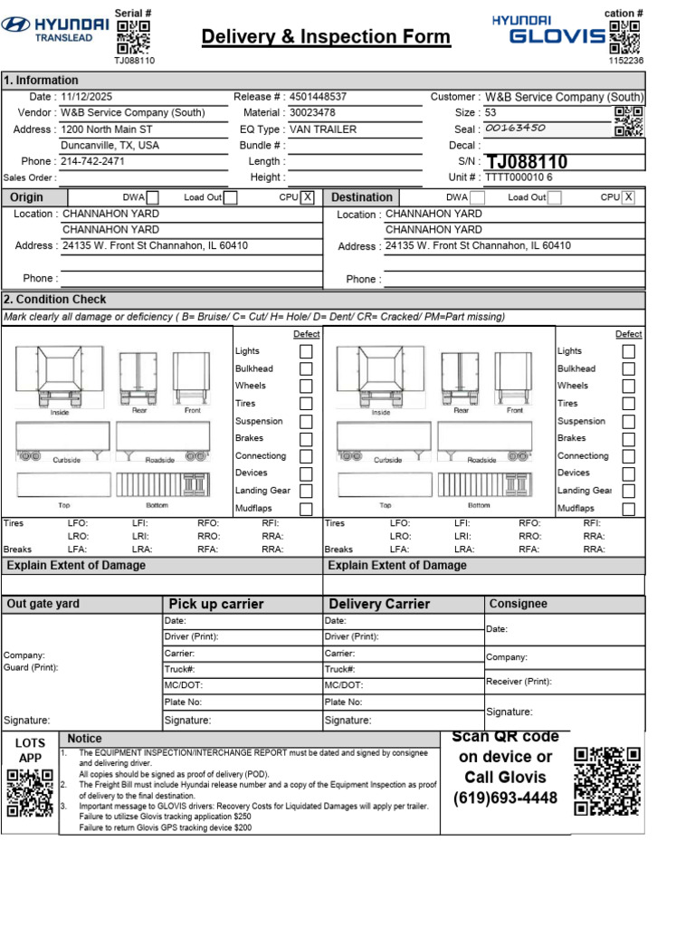 Equipment Inspection Report Template | PDF | Cargo | Truck