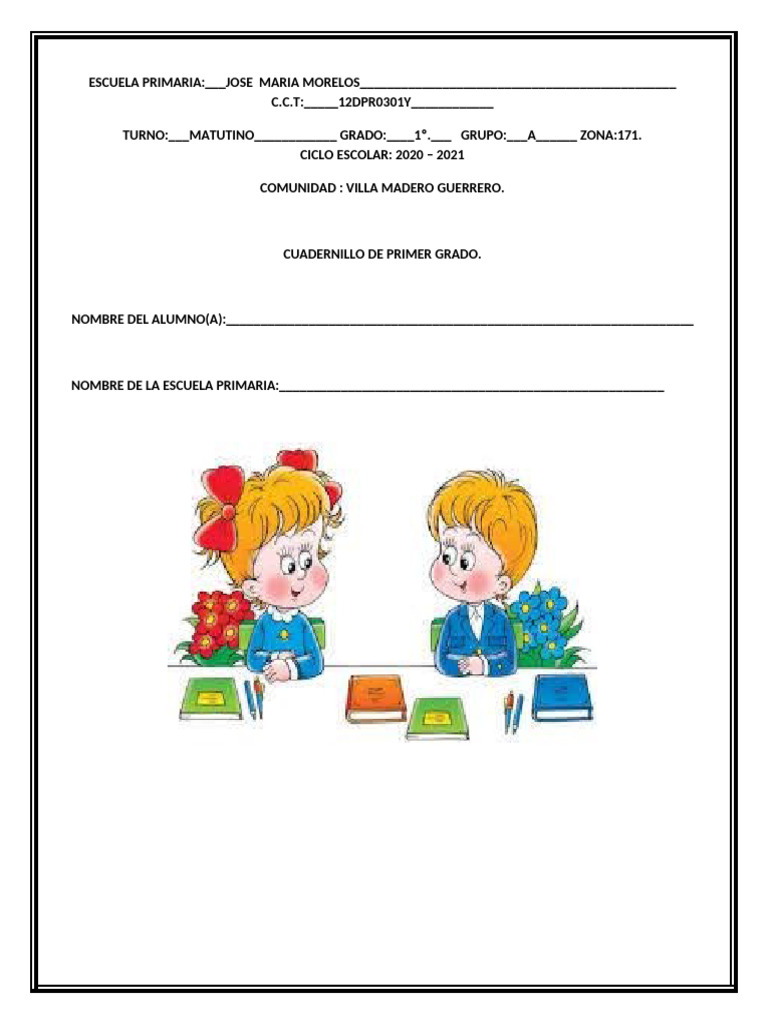 Cuadernillo de Primer Grado 2020-2021 | PDF