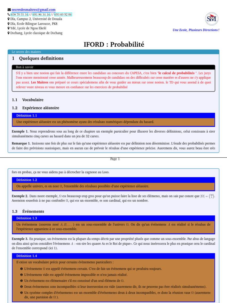Guide sur les Probabilités pour CAPESA | PDF | Théorie des probabilités ...
