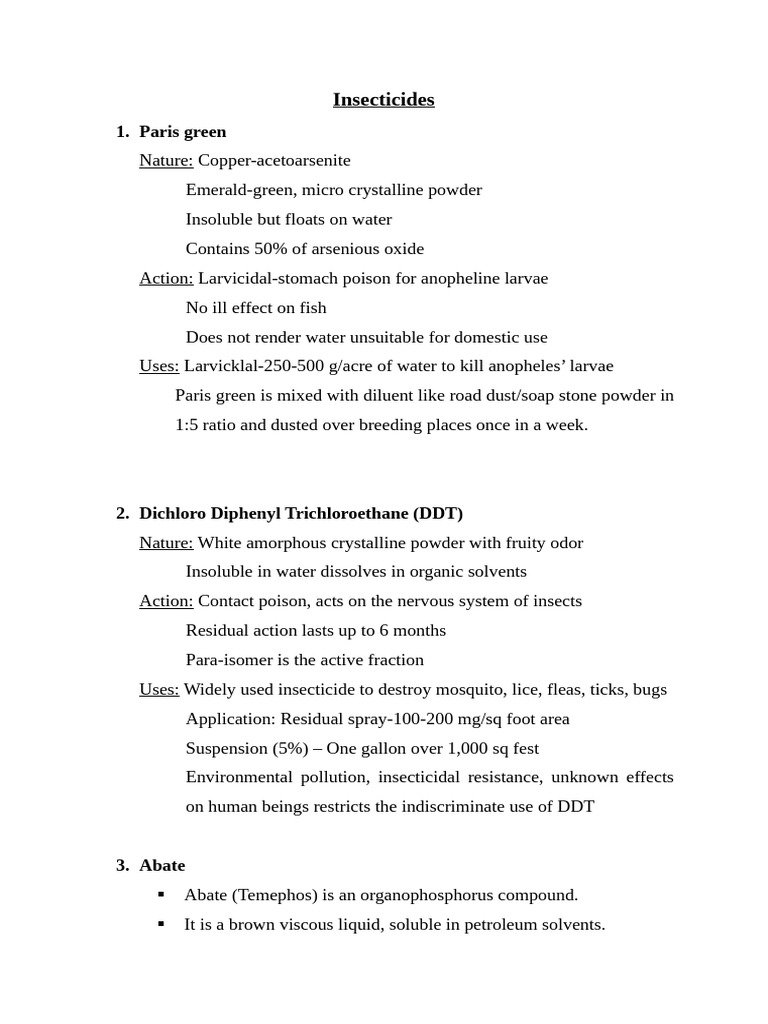 Overview of Common Insecticides | PDF