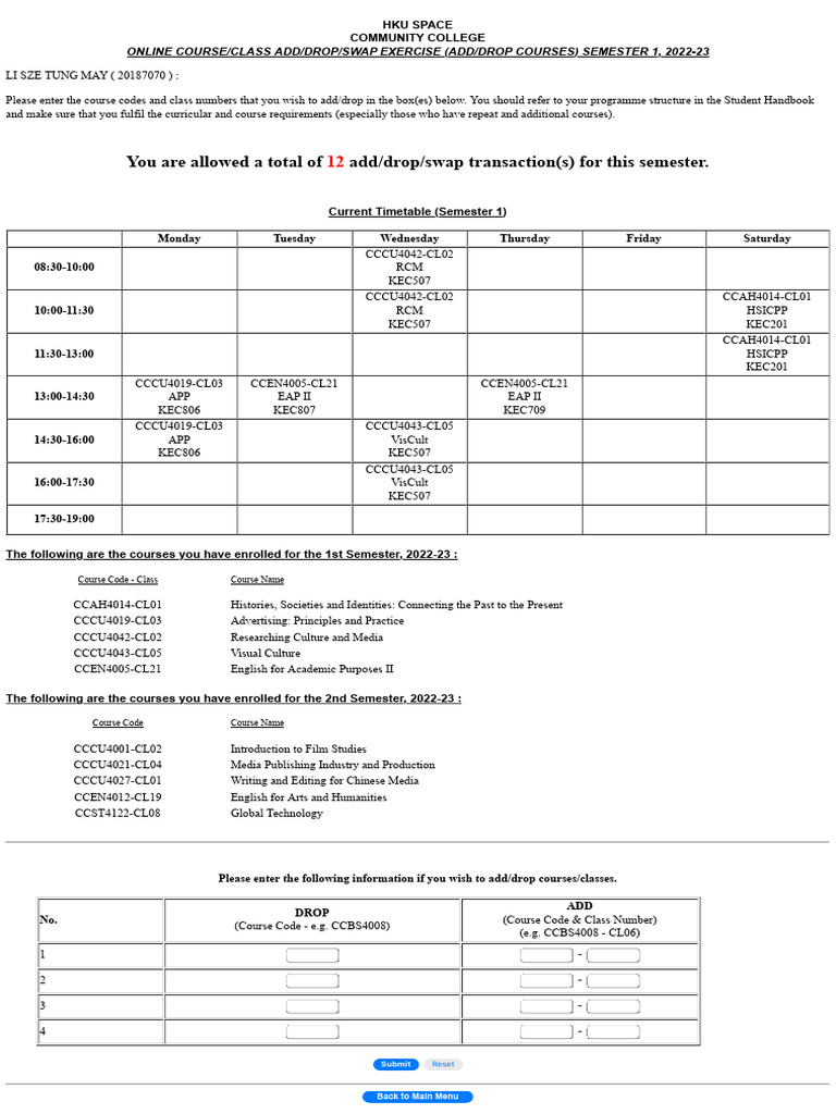 HKU SPACE Course Add/Drop Guide 2022-23 | PDF | Academic Term