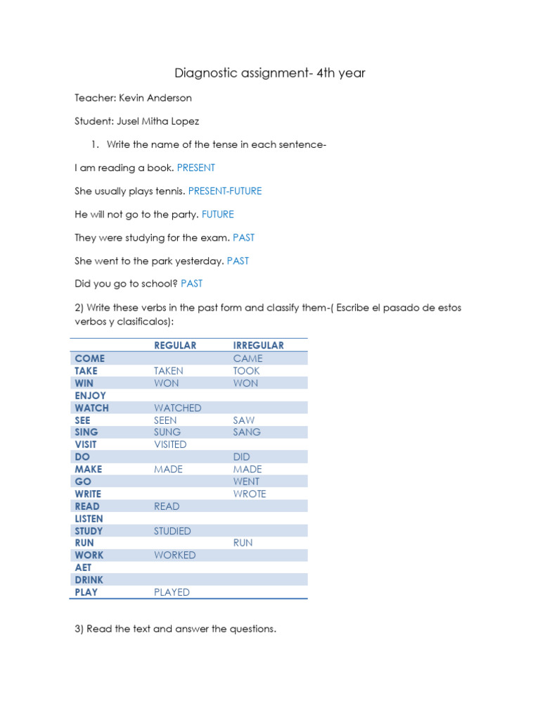 Diagnostic Assignment | PDF | Language Families | Linguistic Typology