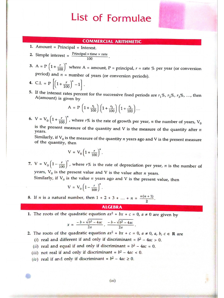 Maths Formula Sheet PDF | PDF