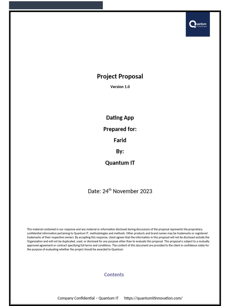 Dating App Project Proposal Overview | PDF | User (Computing ...