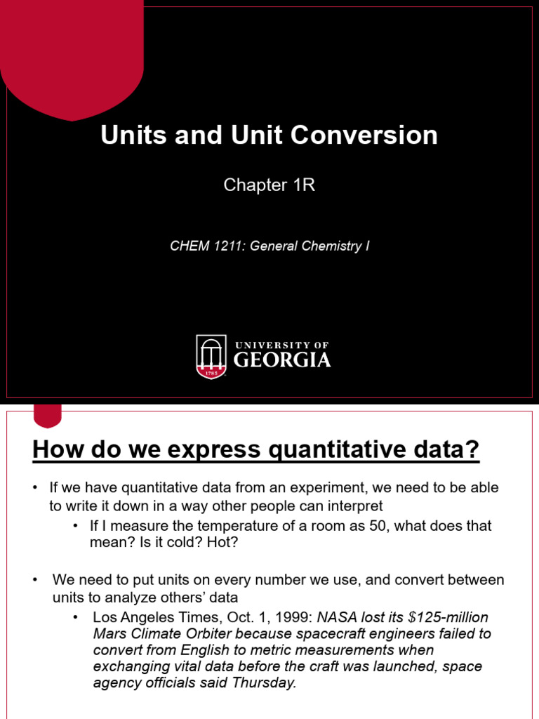 Chapter 1R.1, 1R.4, 1R.6 (Units and Units of Conversion) | PDF ...