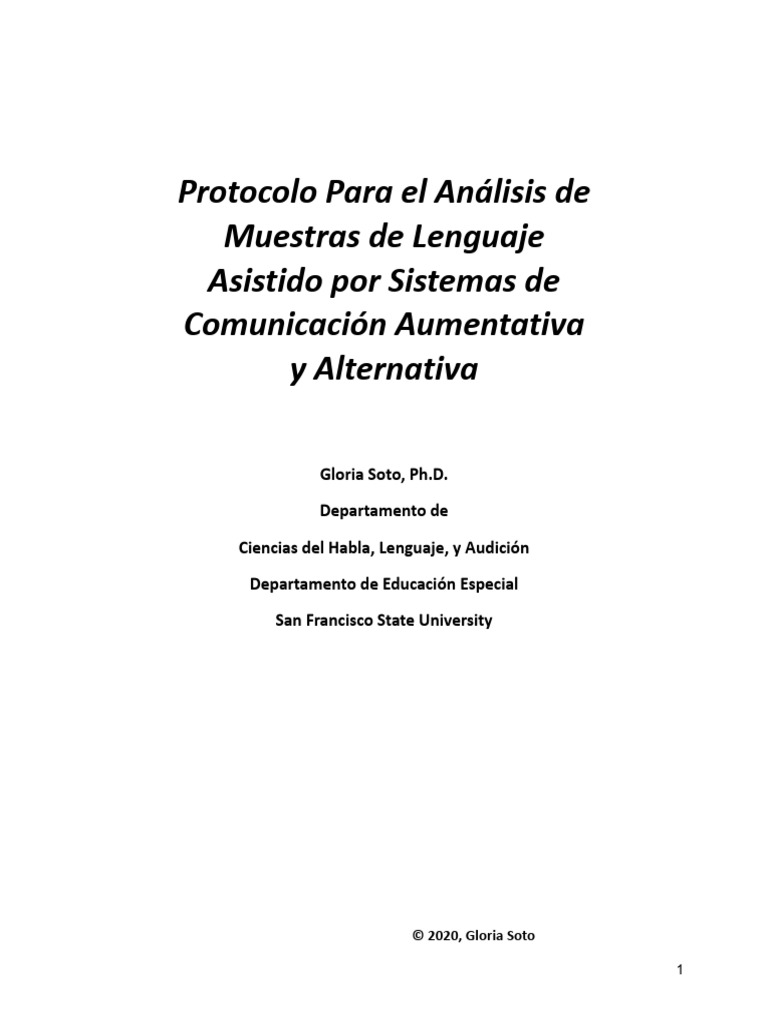 Protocolo para Análisis de Lenguaje SAAC | PDF | Aquisición de idioma ...