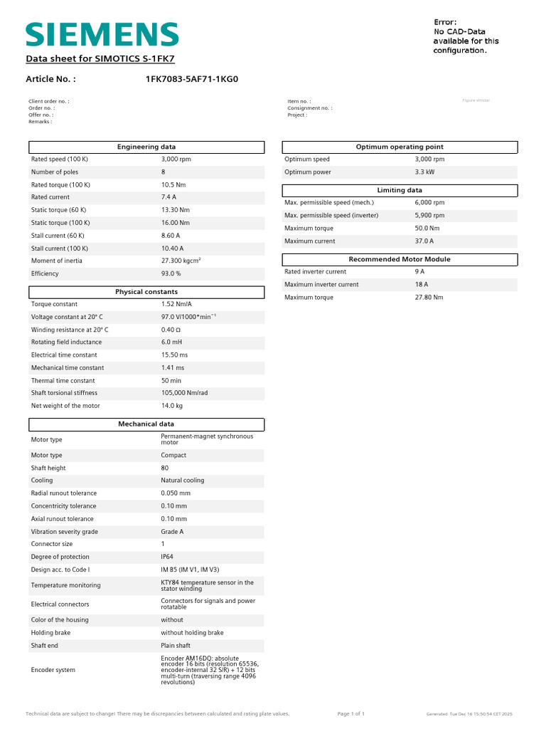 1FK7083 5AF71 1KG0 Datasheet En | PDF | Electric Motor | Electrical ...