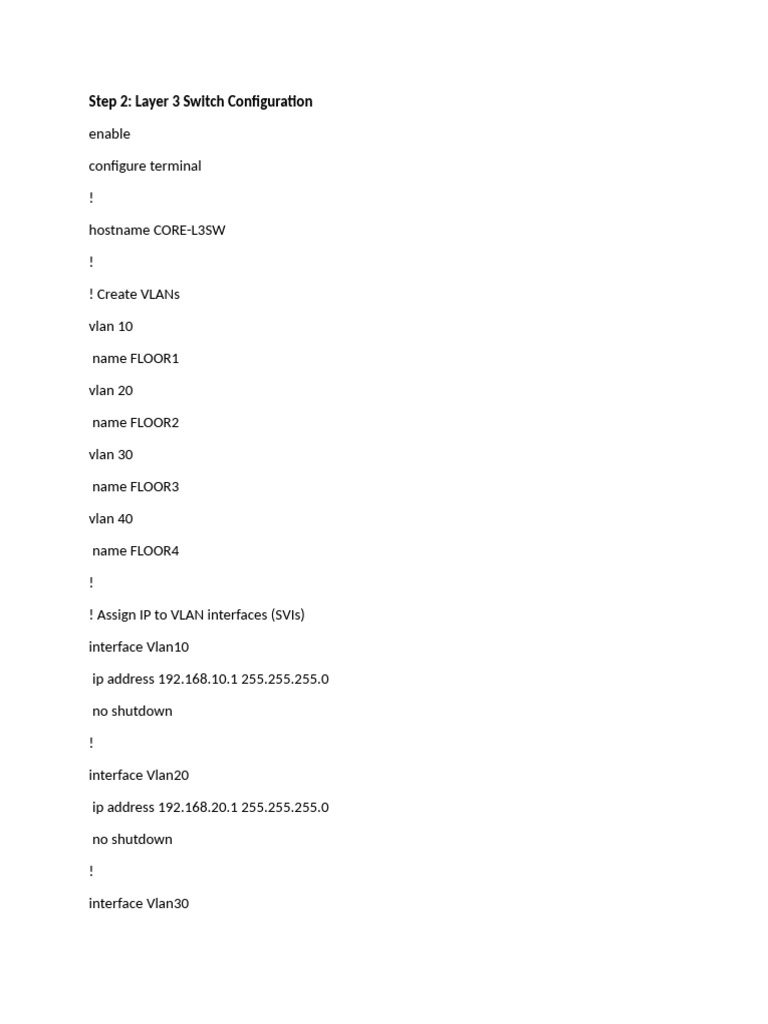 Layer 3 Switch VLAN and Internet Setup | PDF | Ip Address | Local Area ...