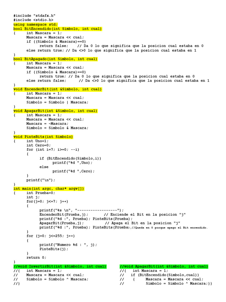 Manipulación de Bits en C++ | PDF