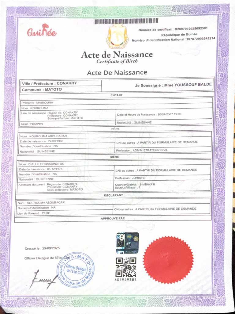 Acte de Naissance | PDF