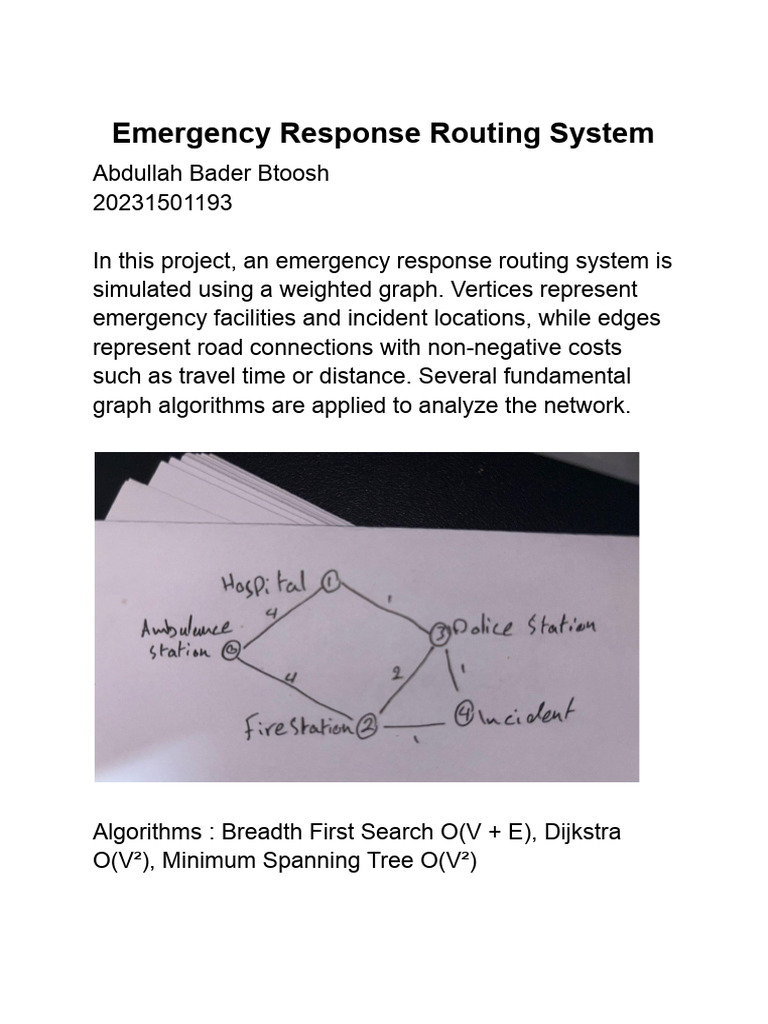 Emergency Response Routing Simulation | PDF