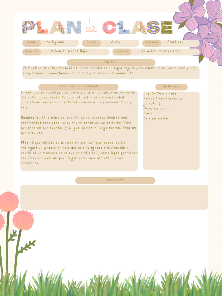 Plan de Clase Escolar Floral Beige y Café_20250407_064115_0000 | PDF