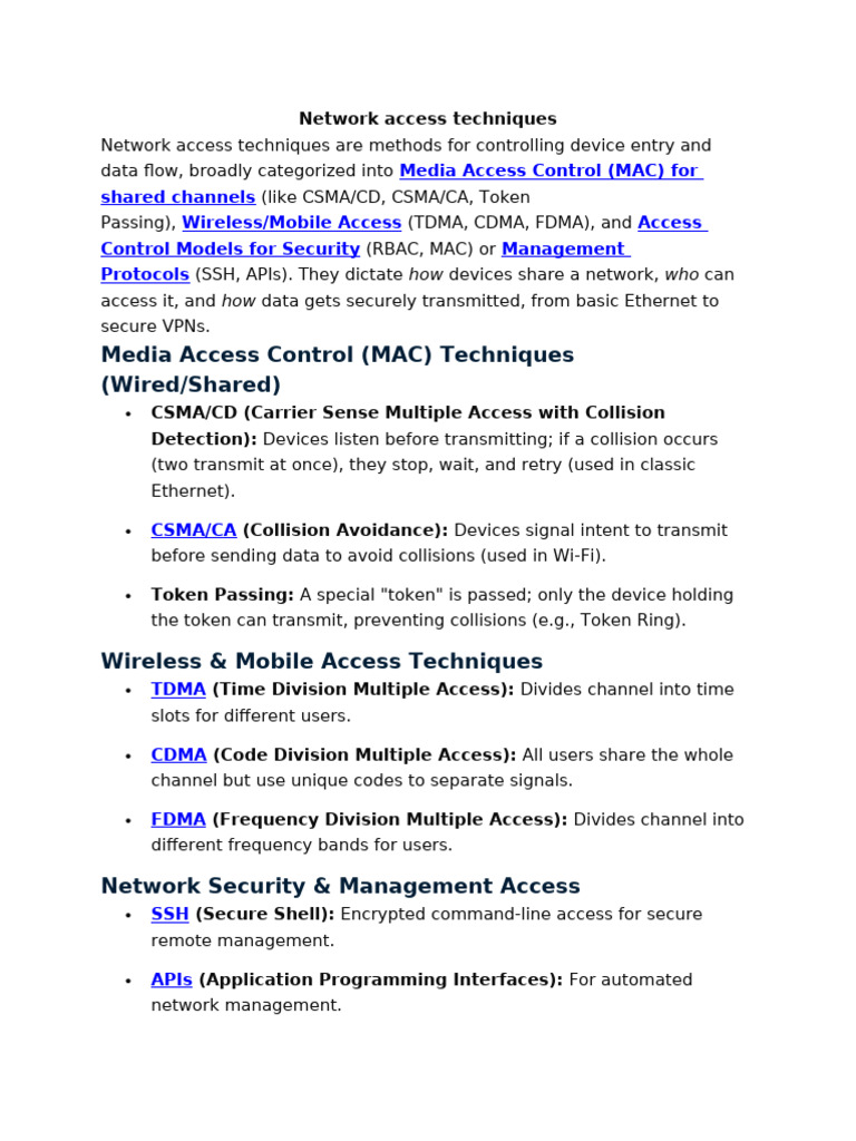 Network Access and Coding Techniques | PDF | Channel Access Method ...
