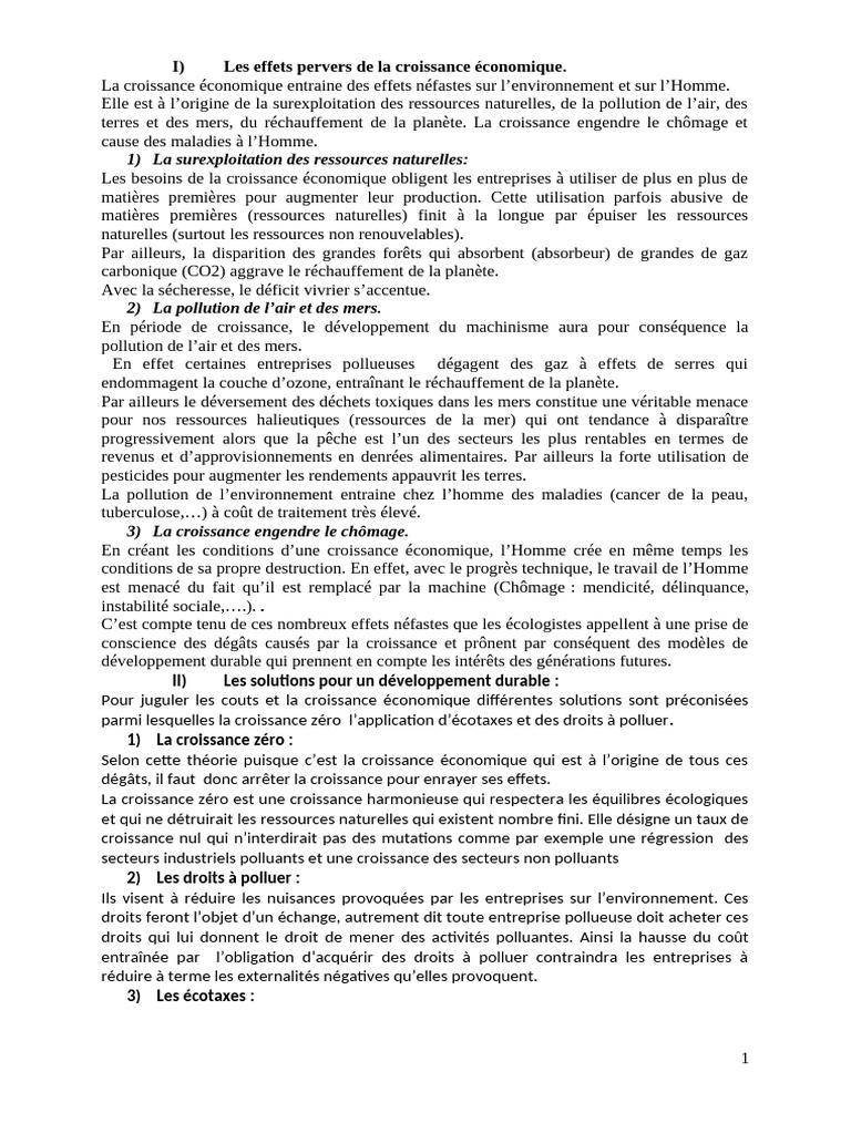 Effets néfastes de la croissance économique | PDF | Croissance ...