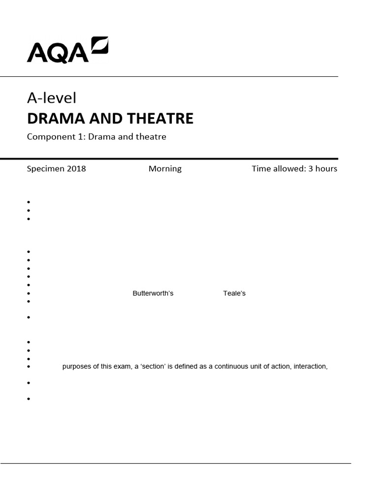 A-Level Drama and Theatre Exam Guide | PDF