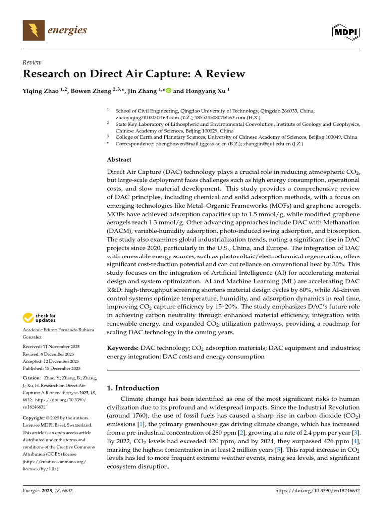 Direct Air Capture Technology Review | PDF | Adsorption | Greenhouse Gas