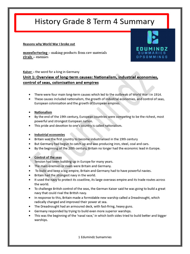 Summary Notes (Gr8 History) | PDF | Austria Hungary | Balkans