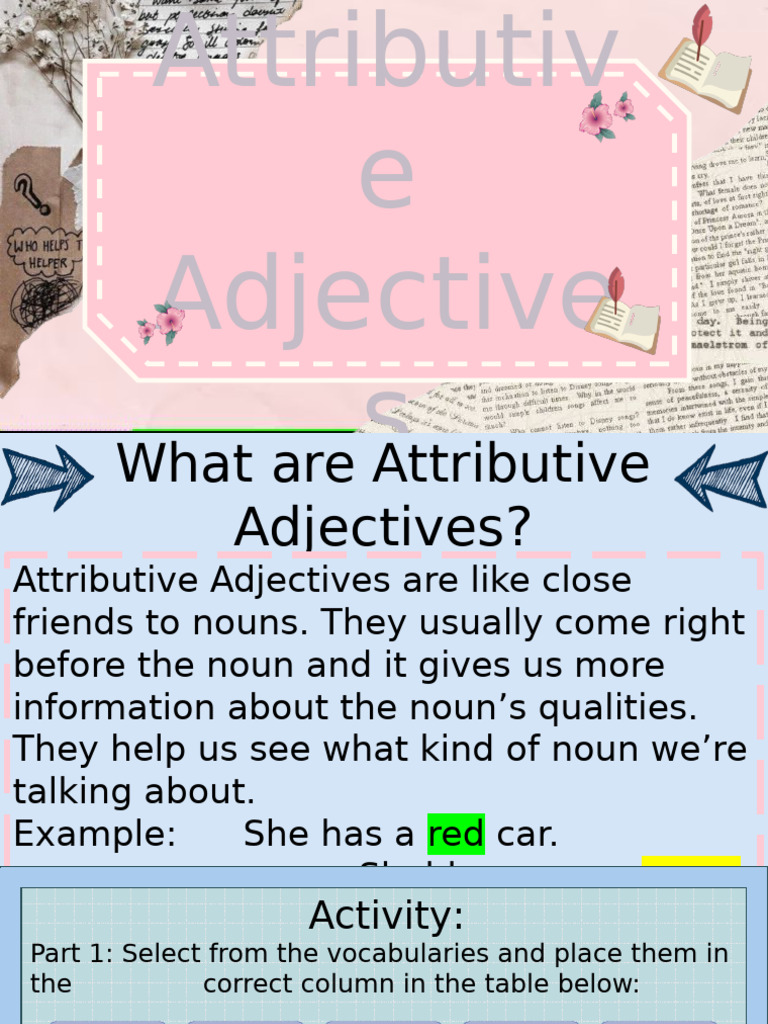 Adjectives Attributive | PDF | Adjective | Morphology
