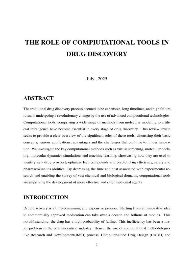 Computational Tools in Drug Discovery | PDF | Drug Design | Docking ...