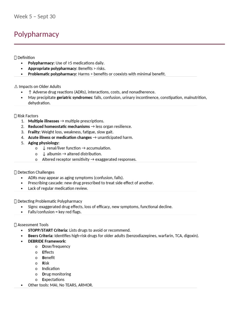 Week 5 - Polypharmacy | PDF | Drugs | Clinical Medicine