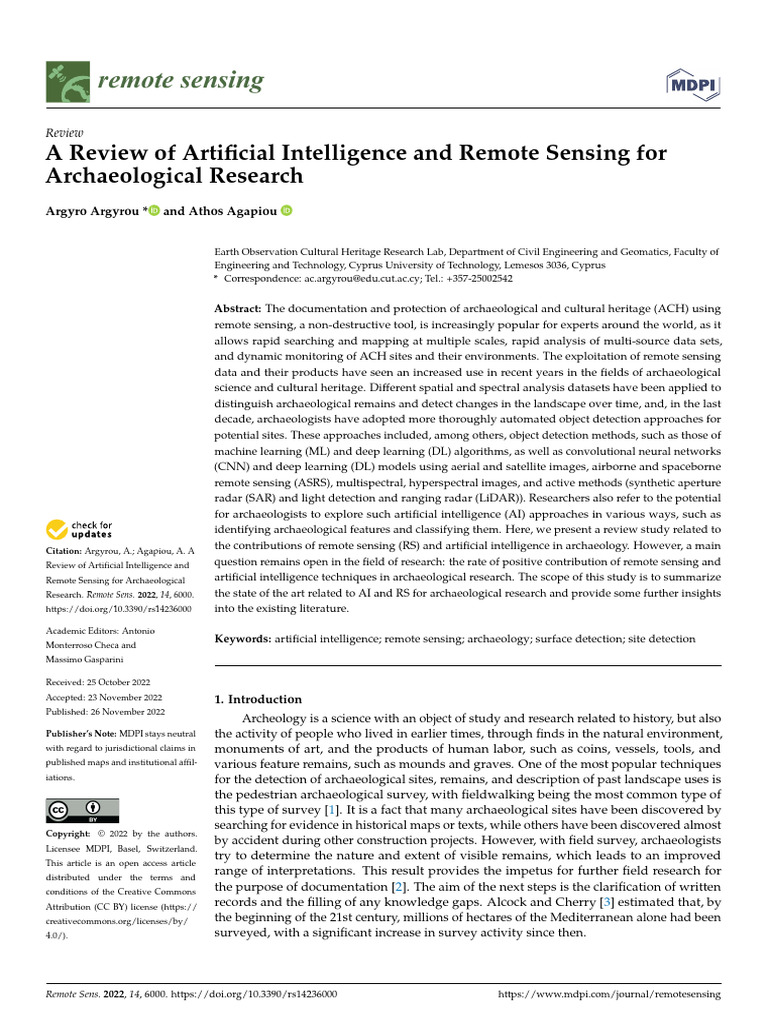 AI and Remote Sensing in Archaeology | PDF | Remote Sensing ...