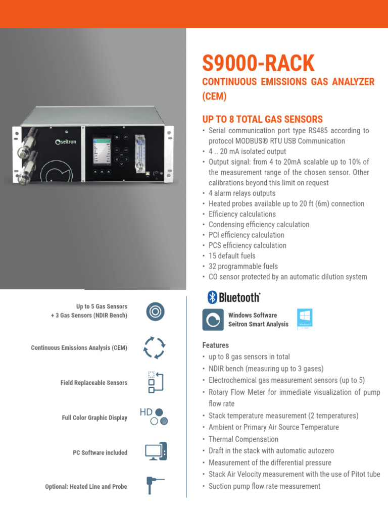 S9000-RACK Continuous Emissions Analyzer | PDF | Flow Measurement | Usb