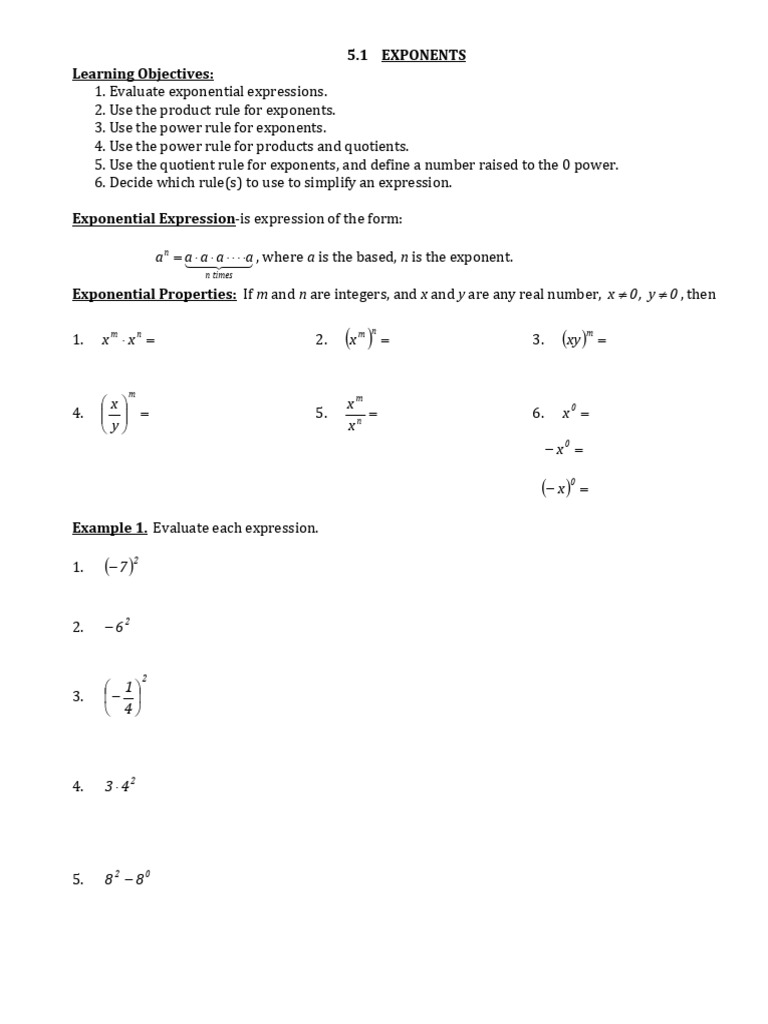 Exponential Expressions and Rules | PDF