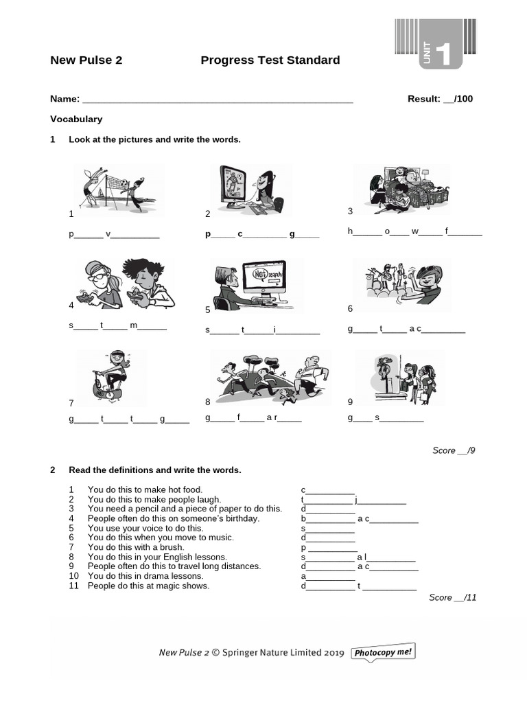 New Pulse 2 Progress Test Template | PDF