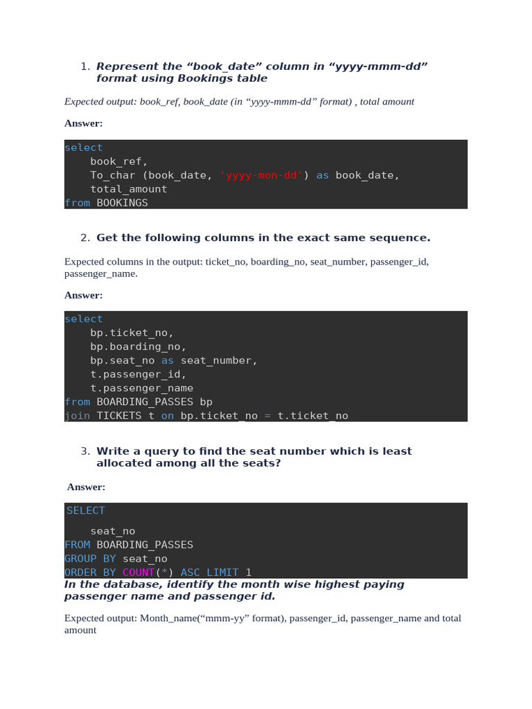 SQL Queries for Flight and Booking Analysis | PDF | Aircraft | Aerospace