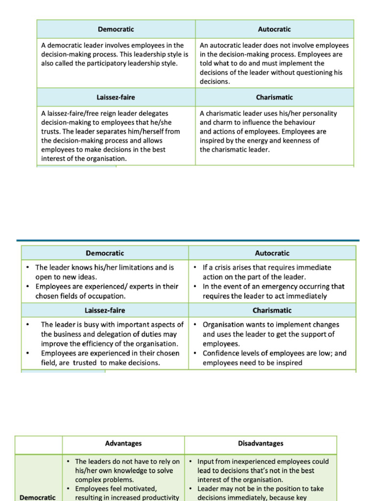 Leadership Advantages and Disadvantages | PDF