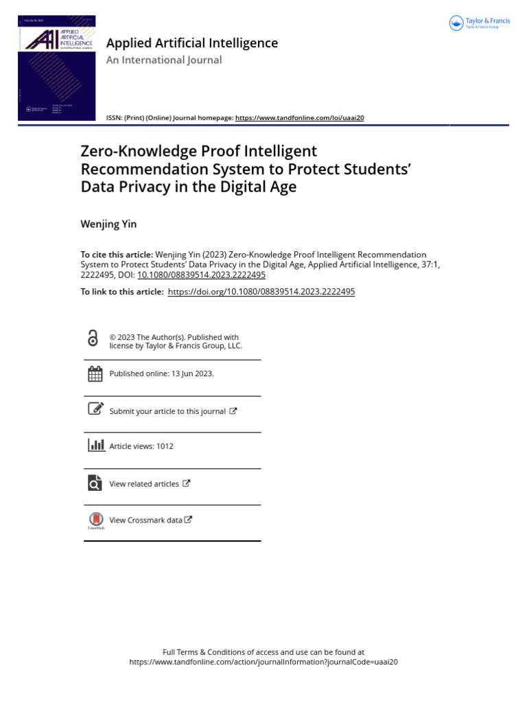 Zero-Knowledge Proof for Student Data Privacy | PDF
