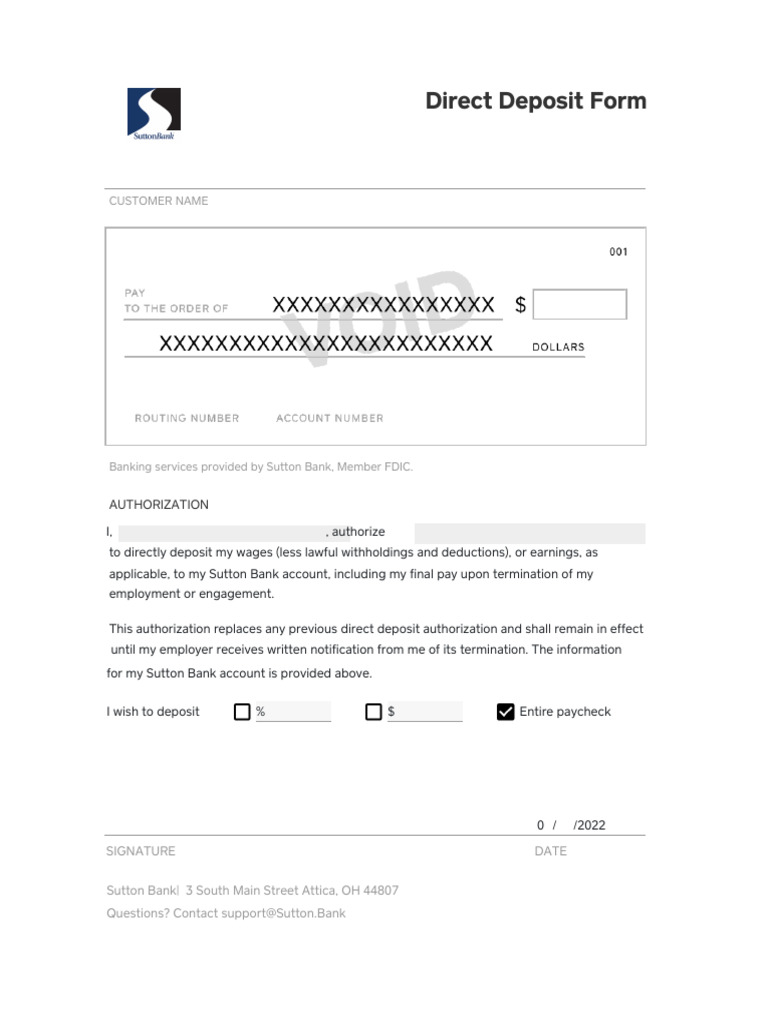 Direct Deposit Authorization Form | PDF