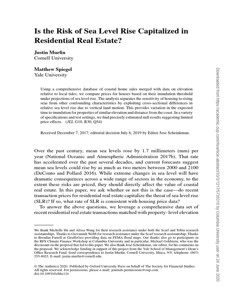 Sea Level Rise Impact on Home Prices | PDF | Sea Level Rise | Flood