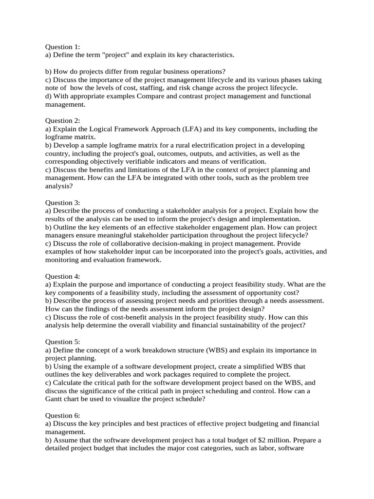 Presentation Questions DPM101 | PDF | Project Management | Feasibility ...