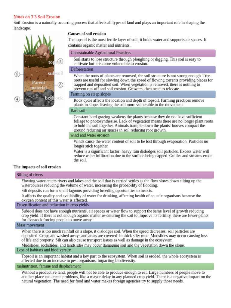 Notes Unit 3 EM | PDF | Soil | Erosion