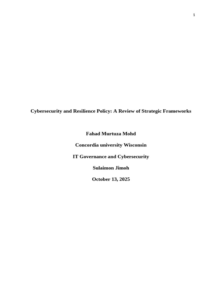 Cybersecurity Resilience Policy Review | PDF | Computer Security | Security
