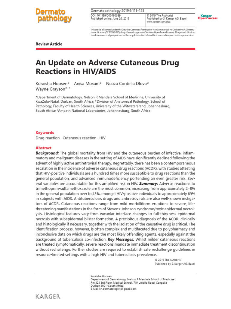 11 An Update On Adverse Cutaneous Drug Reactions in HIV - AIDS | PDF ...