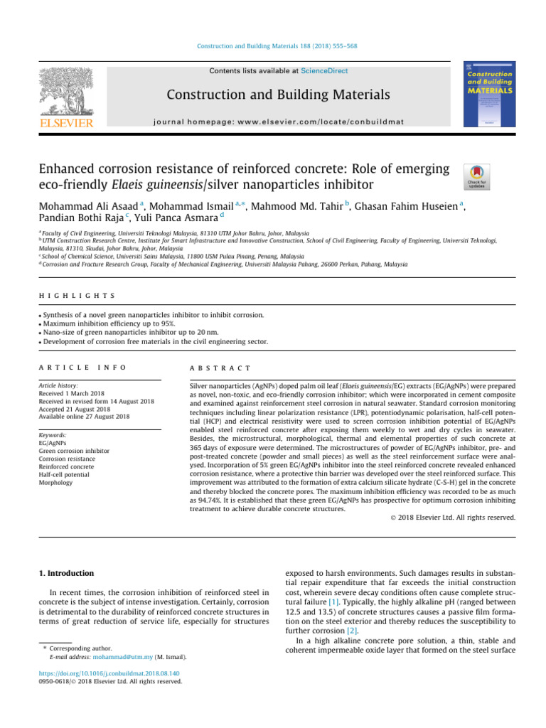 Eco-Friendly Nanoparticles for Concrete Corrosion Resistance | PDF ...