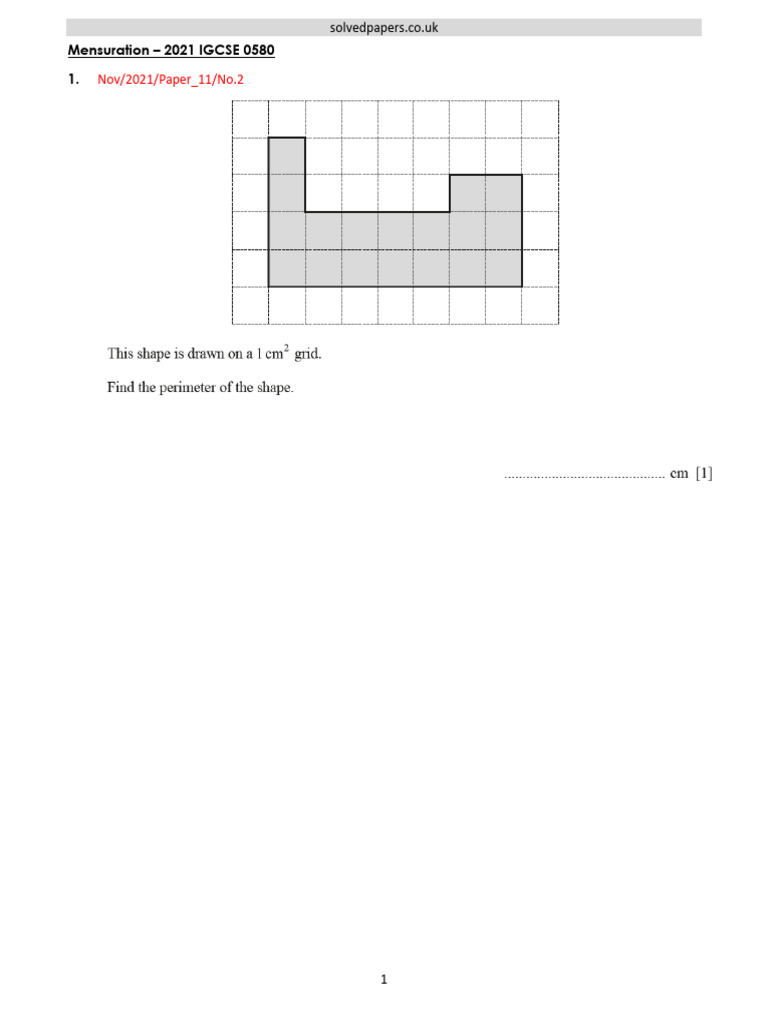 IGCSE Mensuration Past Papers 2021 | PDF | Chess | Chess Theory