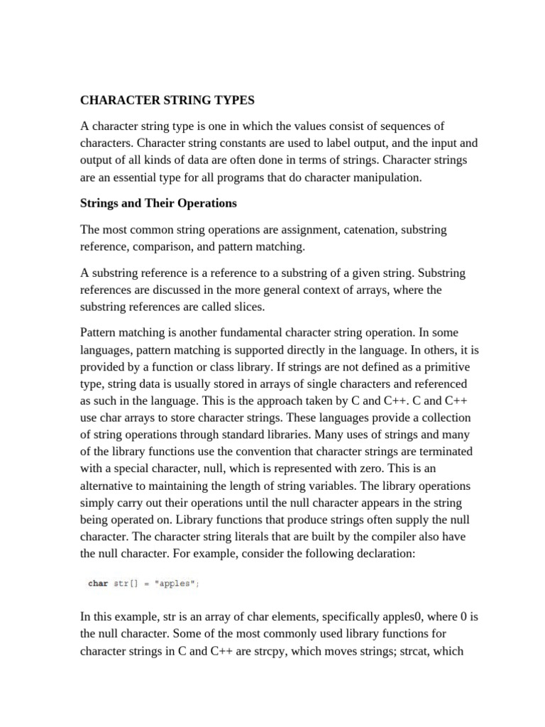 Character String Types and Operations | PDF | Data Type | String ...