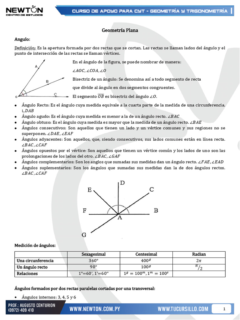 Tipos y Medición de Ángulos en Geometría | PDF | Ángulo | Geometría ...