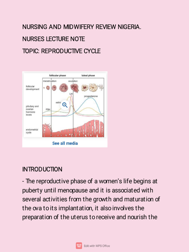 Reproductive Cycle Overview for Nurses | PDF