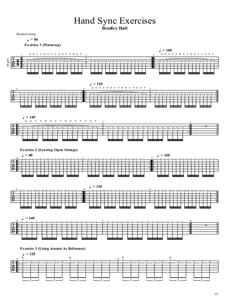 Guitar Hand Sync Exercises Guide | PDF | Pitch (Music) | Music Theory