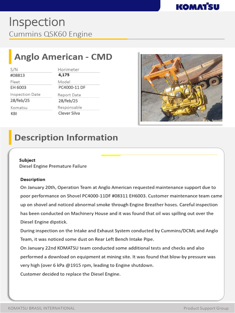 Diesel Engine Failure Inspection Report | PDF | Cylinder (Engine ...