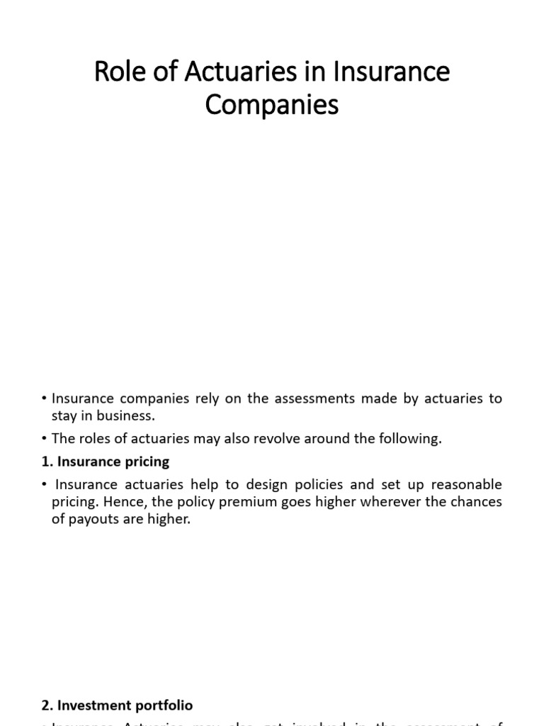 Actuaries' Essential Roles in Insurance | PDF | Insurance | Actuary