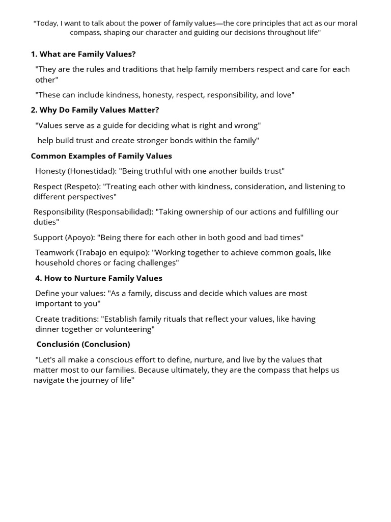 Today, I Want to Talk About the Power of Family Values—the Core ...