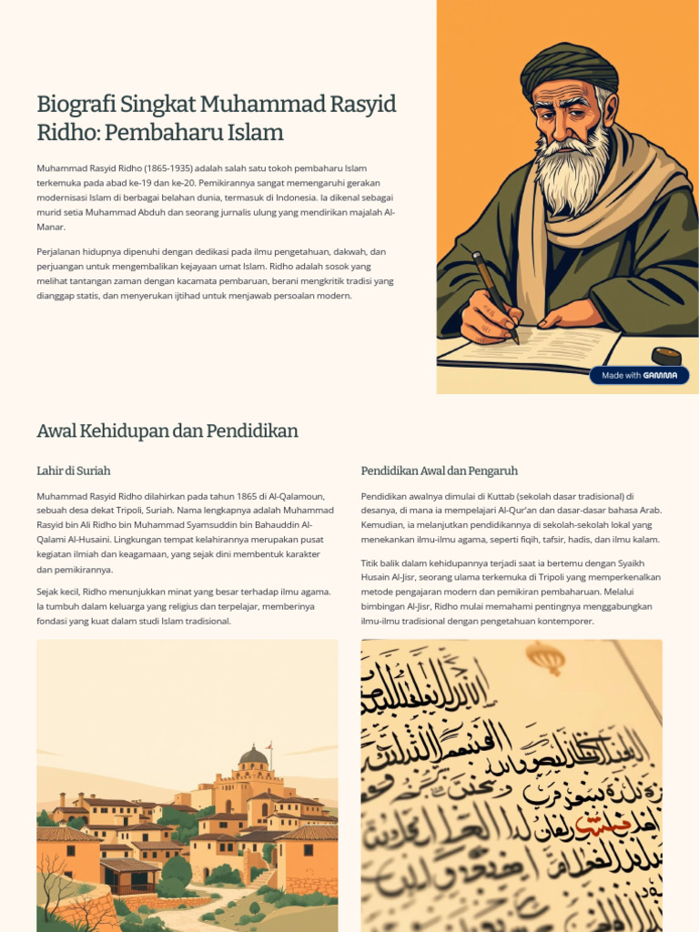 Biografi Muhammad Rasyid Ridho: Pembaru Islam | PDF