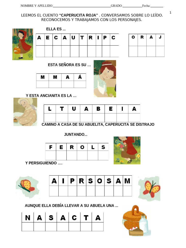Actividades de Caperucita Roja para Niños | PDF